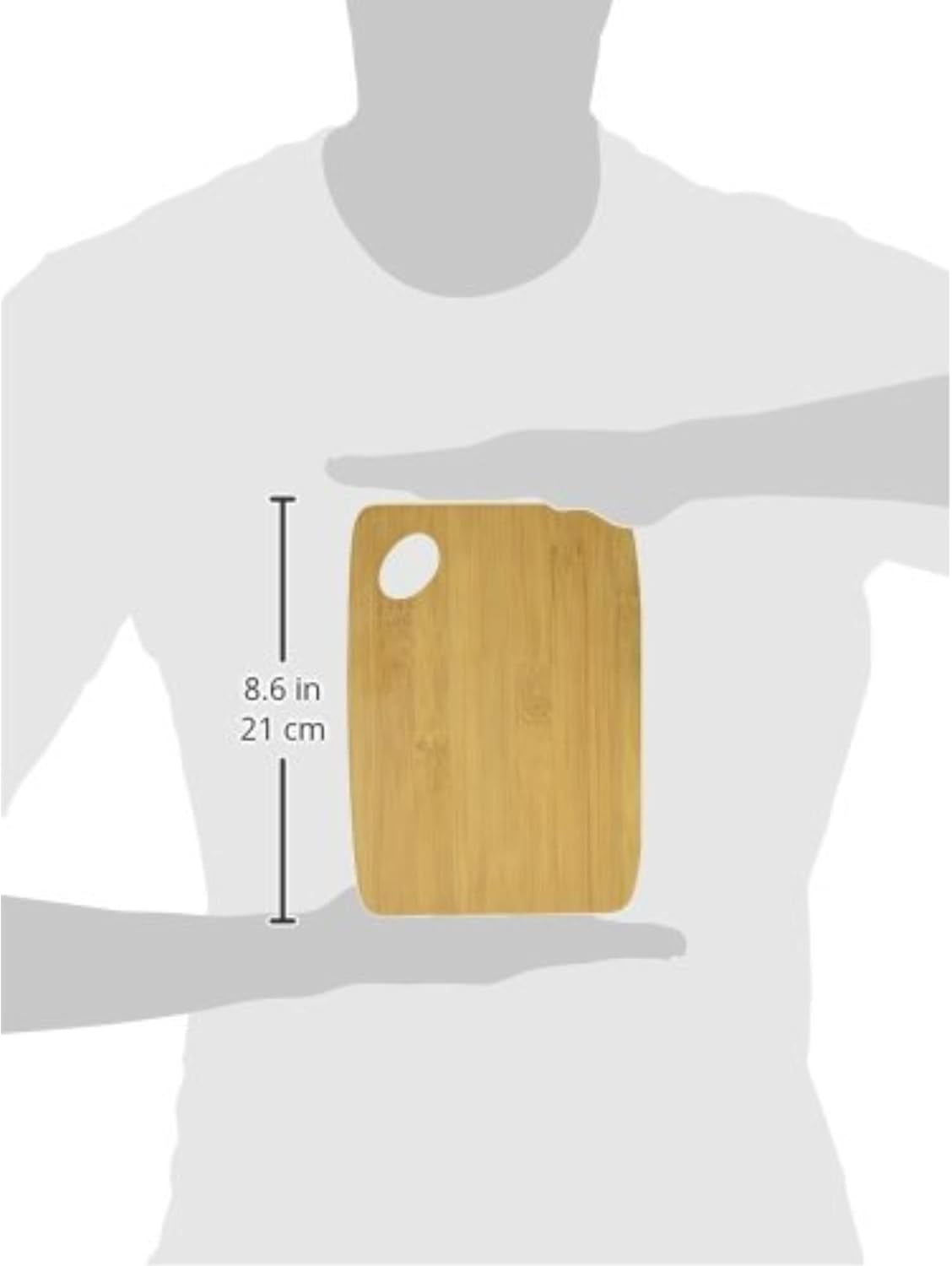 Bamboo Wood Thin Kitchen Cutting Boards with Oval Hole in Corner, Set of 2 Boards, 6" X 8" X 0.25"