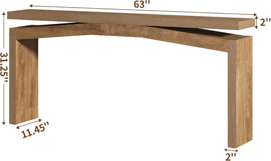 Console Table for Entryway Living Room, 63-Inch Wooden Rectangular Sofa Tables Narrow Long behind Couch, Large Farmhouse Foyer Entrance Table for Home, Hallway, Apartment, Natural Brown