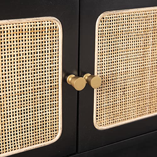 Mursley Media Cabinet with Storage - Transitional Design, Black Rattan - Ideal for Living Room, Family Room (MS1222613)