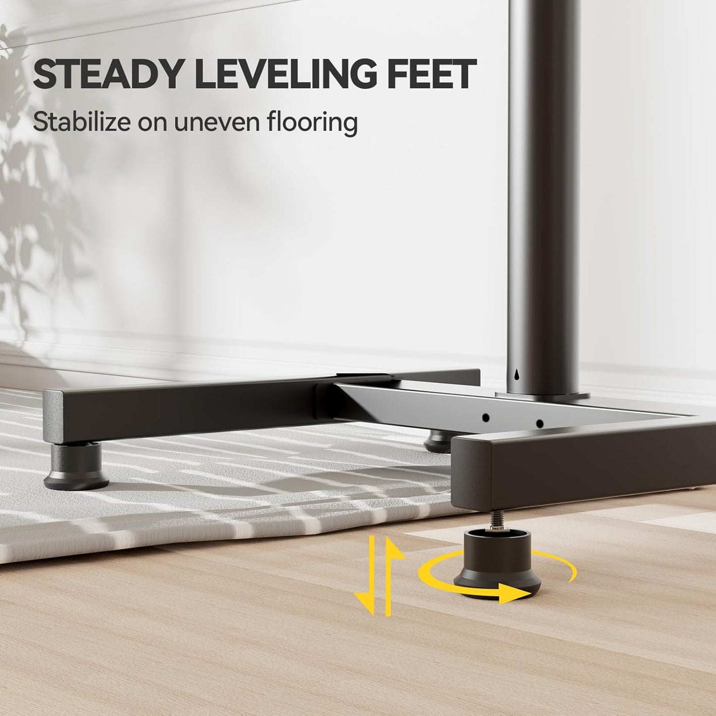 TV Floor Stand for 13-43 Inch Flat/Curved Tvs up to 44 Lbs, 8 Level Height Adjustable Monitor Floor TV Stand with VESA 200X200, Portable TV Mount Stand for Living Room, Bedroom, Office
