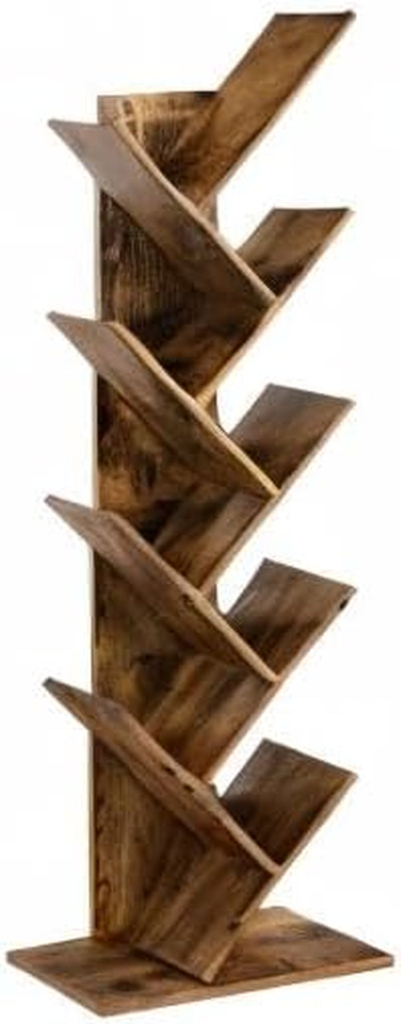 Tree Bookshelf, 5-Tier Bookcase, Small Bookshelf, Space-Saving Corner Shelf, Book Tree, Holds Books, Cds, Games, for Bedroom, Living Room, Home Office, Rustic Brown ULBC183X01