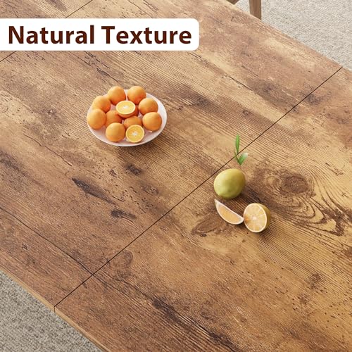 Industrial Dining Table for 6-8 People, 78.7" Long Kitchen Table with Sturdy Metal Frame & Seats 6 Rectangular Counter for Dinner, Kitchen, Office Desk (Only Table)