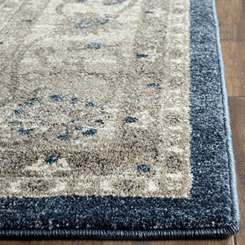 SAFAVIEH Sofia Collection Area Rug - 6'7" x 9'2", Blue & Beige, Vintage Oriental Distressed Design, Non-Shedding & Easy Care, Ideal for High Traffic Areas in Living Room, Bedroom (SOF378C)