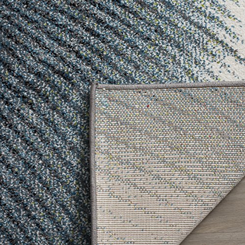 SAFAVIEH Hollywood Collection Runner Rug - 2'3" x 6', Grey & Teal, Mid-Century Modern Design, Non-Shedding & Easy Care, Ideal for High Traffic Areas in Living Room, Bedroom (HLW715D)