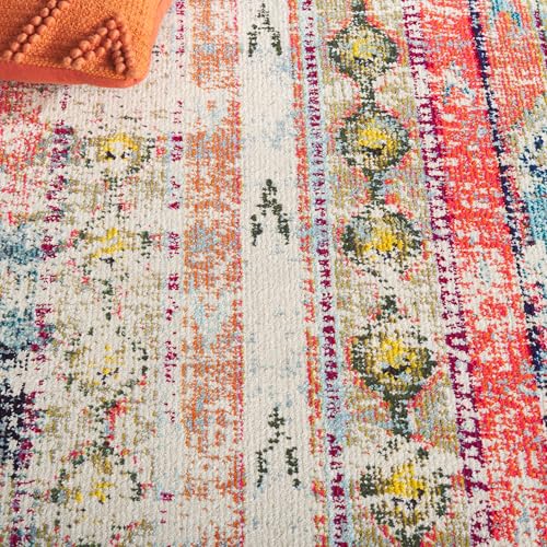 SAFAVIEH Monaco Collection Area Rug - 8' x 11', Multi, Boho Chic Tribal Distressed Design, Non-Shedding & Easy Care, Ideal for High Traffic Areas in Living Room, Bedroom (MNC222F)