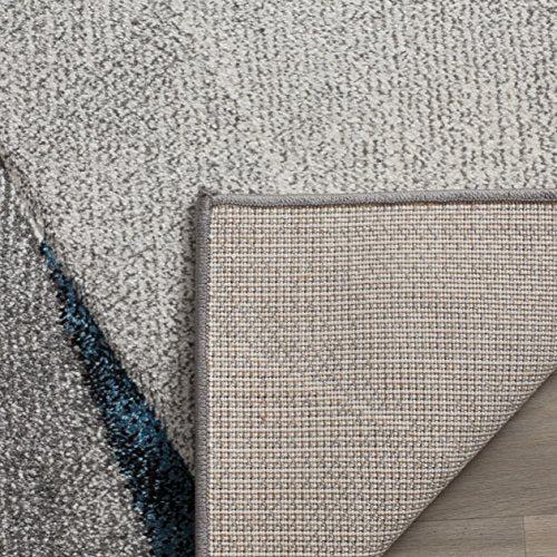 SAFAVIEH Hollywood Collection X-Large Area Rug - 11' x 15', Grey & Teal, Mid-Century Modern Design, Non-Shedding & Easy Care, Ideal for High Traffic Areas in Living Room, Bedroom (HLW710D)
