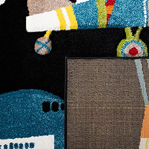 SAFAVIEH Carousel Kids Collection Accent Rug - 2' x 3', Black & Ivory, Non-Shedding & Easy Care, Ideal for High Traffic Areas for Boys & Girls in Playroom, Nursery, Bedroom (CRK167Z)