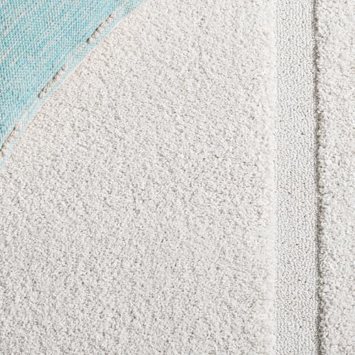 SAFAVIEH Florida Shag Collection Accent Rug - 4' x 6', Creme & Creme, Border Design, Non-Shedding & Easy Care, 1.2-inch Thick Ideal for High Traffic Areas in Foyer, Living Room, Bedroom (SG454-1111)