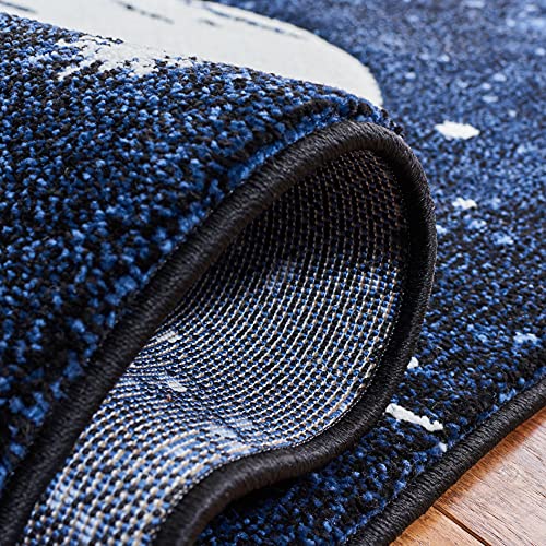 SAFAVIEH Carousel Kids Collection Area Rug - 6'7" x 9', Dark Blue & Light Blue, Non-Shedding & Easy Care, Ideal for High Traffic Areas for Boys & Girls in Playroom, Nursery, Bedroom (CRK122M)