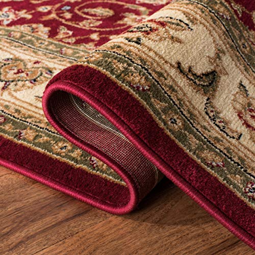 SAFAVIEH Lyndhurst Collection Area Rug - 8' x 10', Red & Ivory, Traditional Oriental Design, Non-Shedding & Easy Care, Ideal for High Traffic Areas in Living Room, Bedroom (LNH312A)