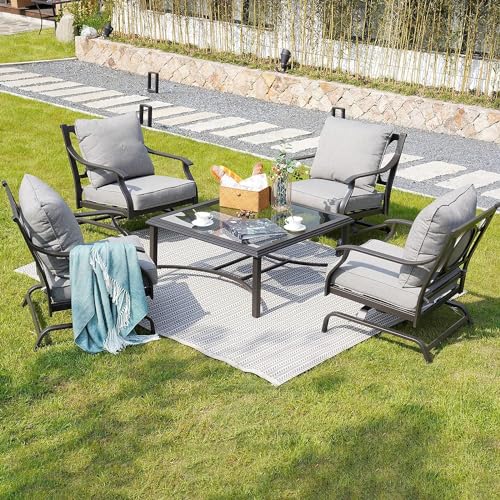 Outdoor Glass Coffee Table,Outdoor Furniture Coffee,Patio Garden Furniture Multi-Functional Tea Table with Tempered Glass Top, for Conversation-Square (Tea Table with Glass Top)