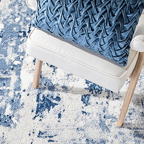 SAFAVIEH Skyler Collection Runner Rug - 2'2" x 9', Grey & Navy, Modern Abstract Design, Non-Shedding & Easy Care, Ideal for High Traffic Areas in Living Room, Bedroom (SKY562M)