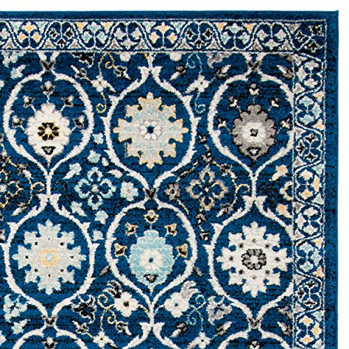 SAFAVIEH Evoke Collection Area Rug - 5'3" x 7'6", Royal & Ivory, Shabby Chic Oriental Design, Non-Shedding & Easy Care, Ideal for High Traffic Areas in Living Room, Bedroom (EVK210A)