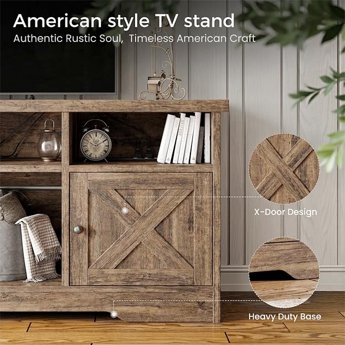 TV Stand for 65 Inch TV, Entertainment Center, Gray Oak, view 6
