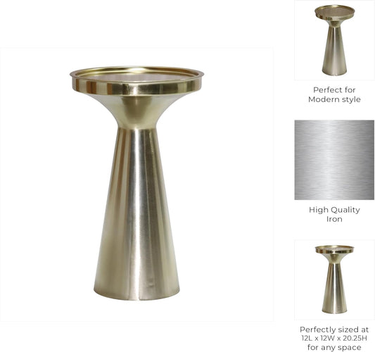 End Table, Side Table, or Small Night Stand - Luxury Marble Accent Table with Sculptural Stacked Base - Contemporary Table Ideal for Bedside, Living Room Spaces, and Entryway Decor - 27" Black & Gold