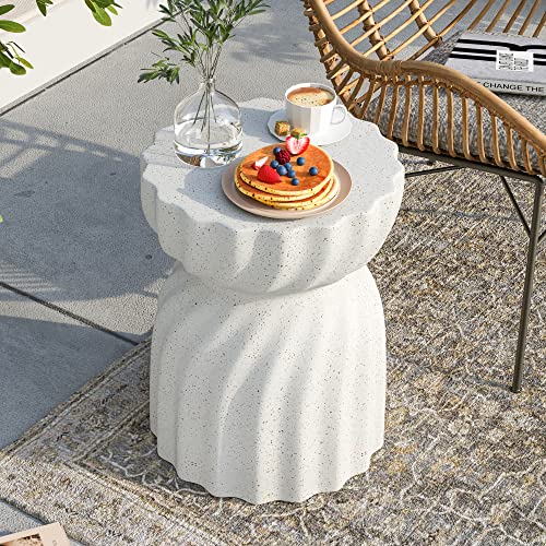 Outdoor Side Table, 19" H Outdoor Accent End Table, Patio Side Tables Coffee Tables, Garden Stool and Plant Stand for Patio, Garden, Living Room, and Backyard