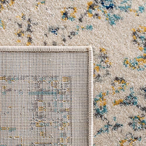 SAFAVIEH Area Rug 8x10 - Evoke Collection - Large - Ivory & Blue, Shabby Chic Oriental Medallion Design, Non-Shedding & Easy to Clean, Ideal for Living Room, Bedroom, Dining Space (EVK220C)