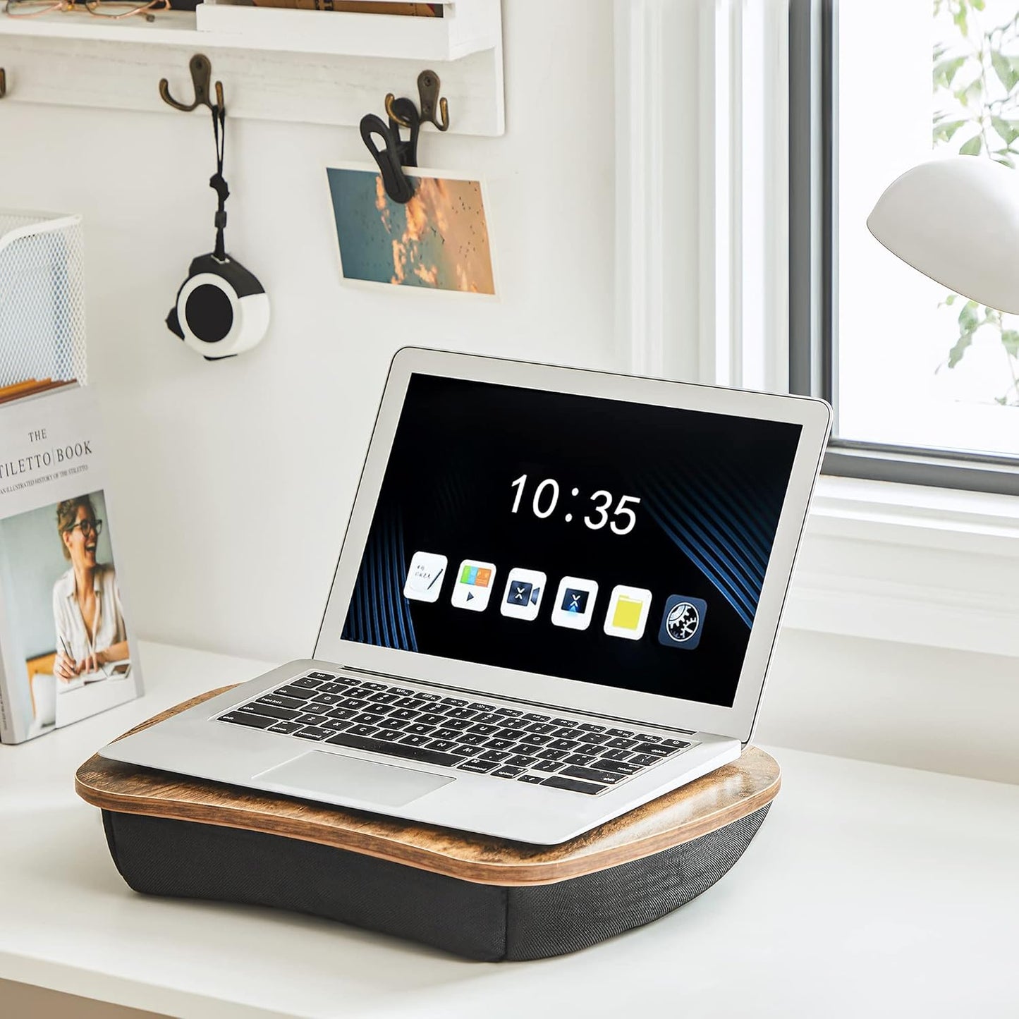 Lap Desk, Bed Tray, Laptop Table with Handle, Cushion, 12.6 X 15.7 X 3.1 Inches, Rustic Brown ULLD109B01