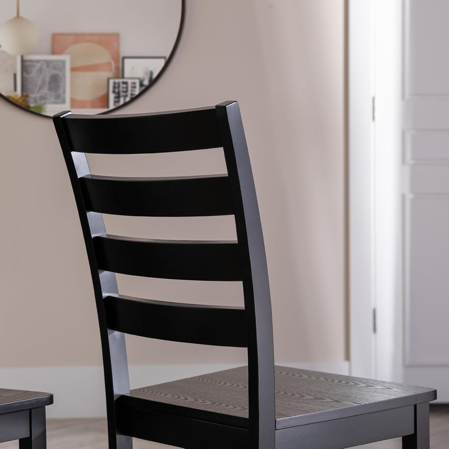 Modern Farmhouse Wood Armless Dining Room Chairs Kitchen, Set of 2, Black
