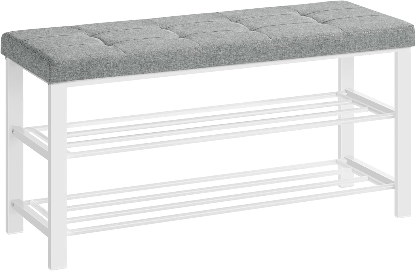 Shoe Bench, Storage Bench, Entryway Bench with Cushion, Shoe Shelf with Seat, Space-Saving, Modern Style, for Living Room, Bedroom, Hallway, Dark Gray and Ink Black ULBS579B33