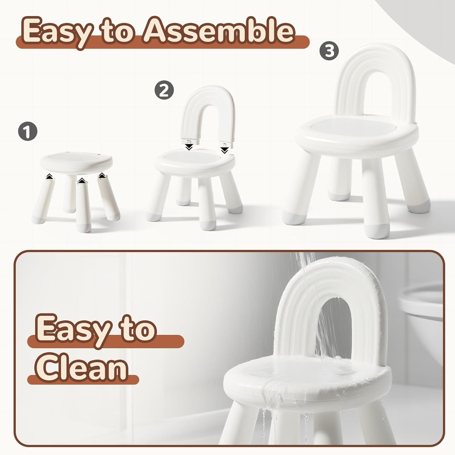 Toddler Chair, Ergonomic Kids Chair, Durable and Sturdy Small Plastic Child Chair for Toddlers 1–3