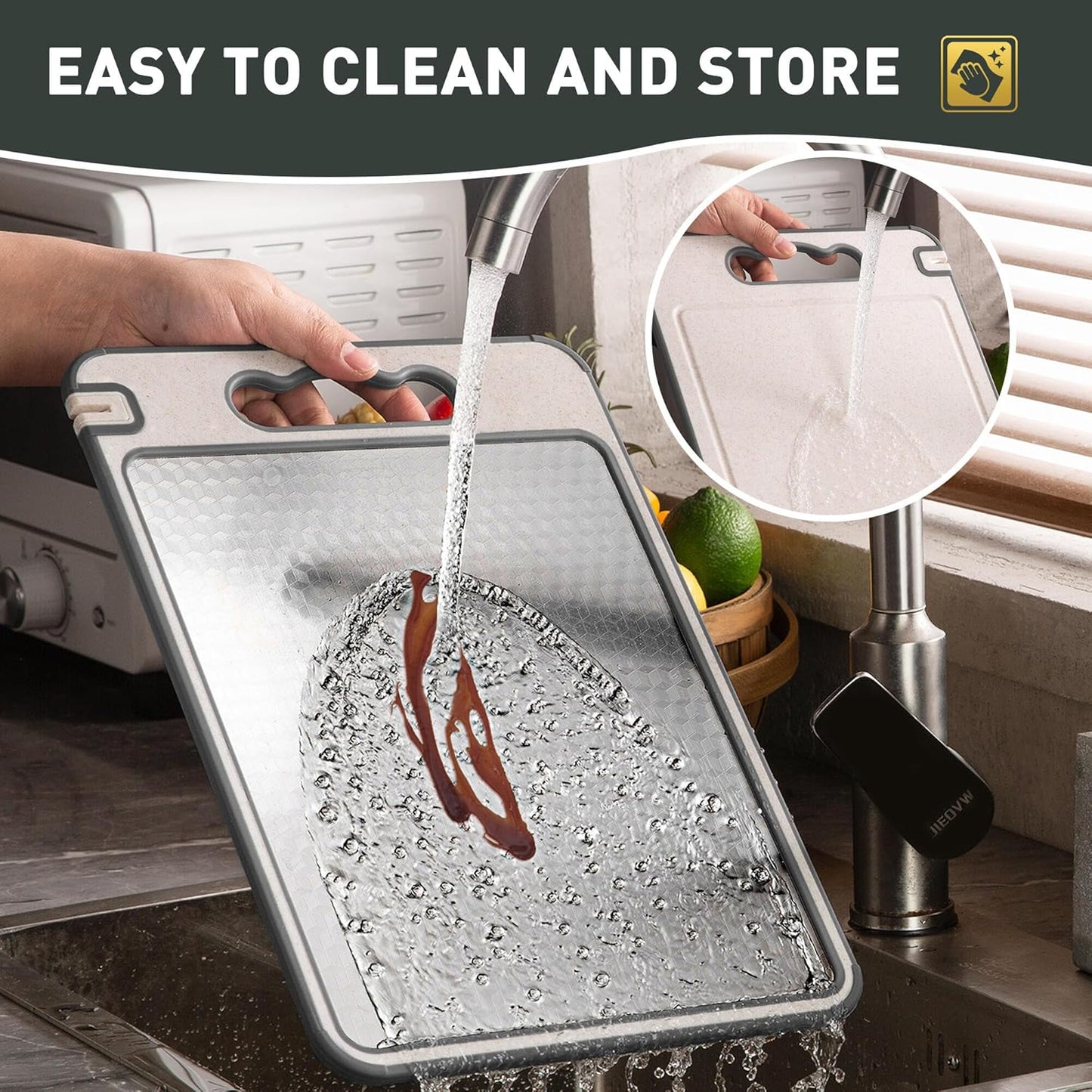 Stainless Steel Cutting Board with Handle Non-Toxic Chopping Large Big Small Metal Carving Kitchen Meat Butcher Block Not Titanium Wood Bamboo Glass Marble Stone Rubber Plastic Sink