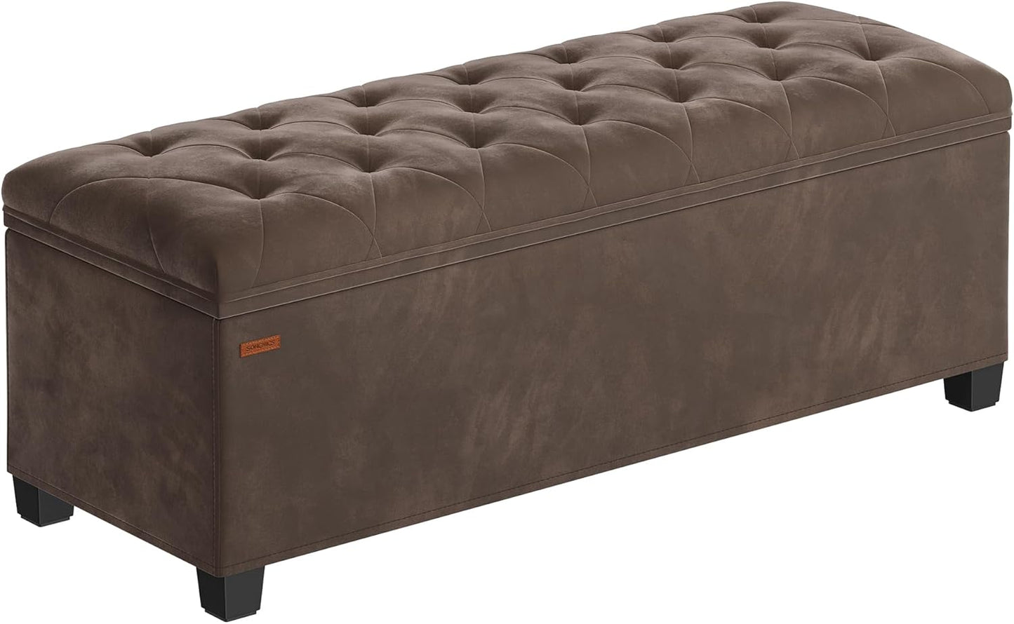 Velvet Storage Ottoman Bench, Foot Rest with Legs, 15.7 X 43 X 15.7 Inches, End of Bed Bench, Storage Chest, Load up to 660 Lb, for Living Room, Bedroom, Entryway, Jelly Pink ULSF089R01