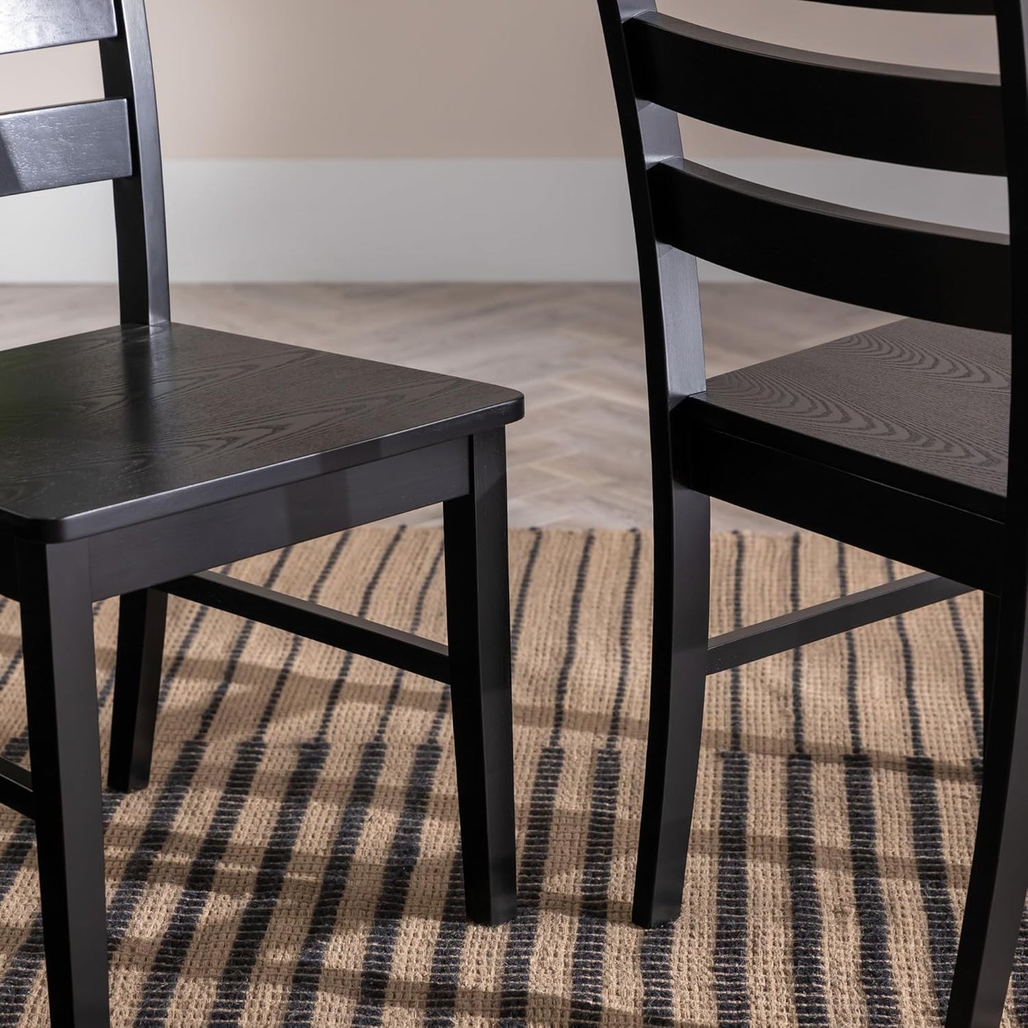 Modern Farmhouse Wood Armless Dining Room Chairs Kitchen, Set of 2, Black