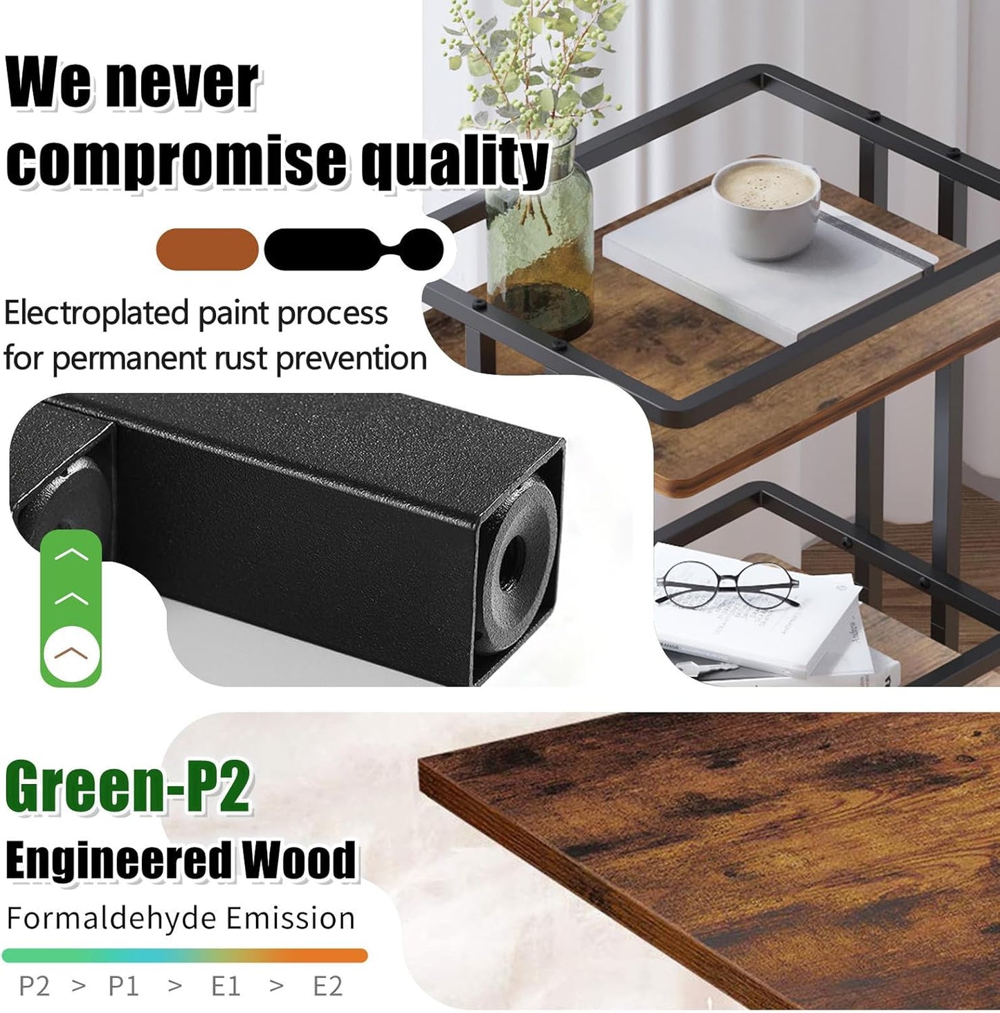 Bar Carts for the Home with Wheels, 3 Tier Beverage Bar Cart with Storage Shelves, Coffee Bar Cabinet for Your Home Entertainment