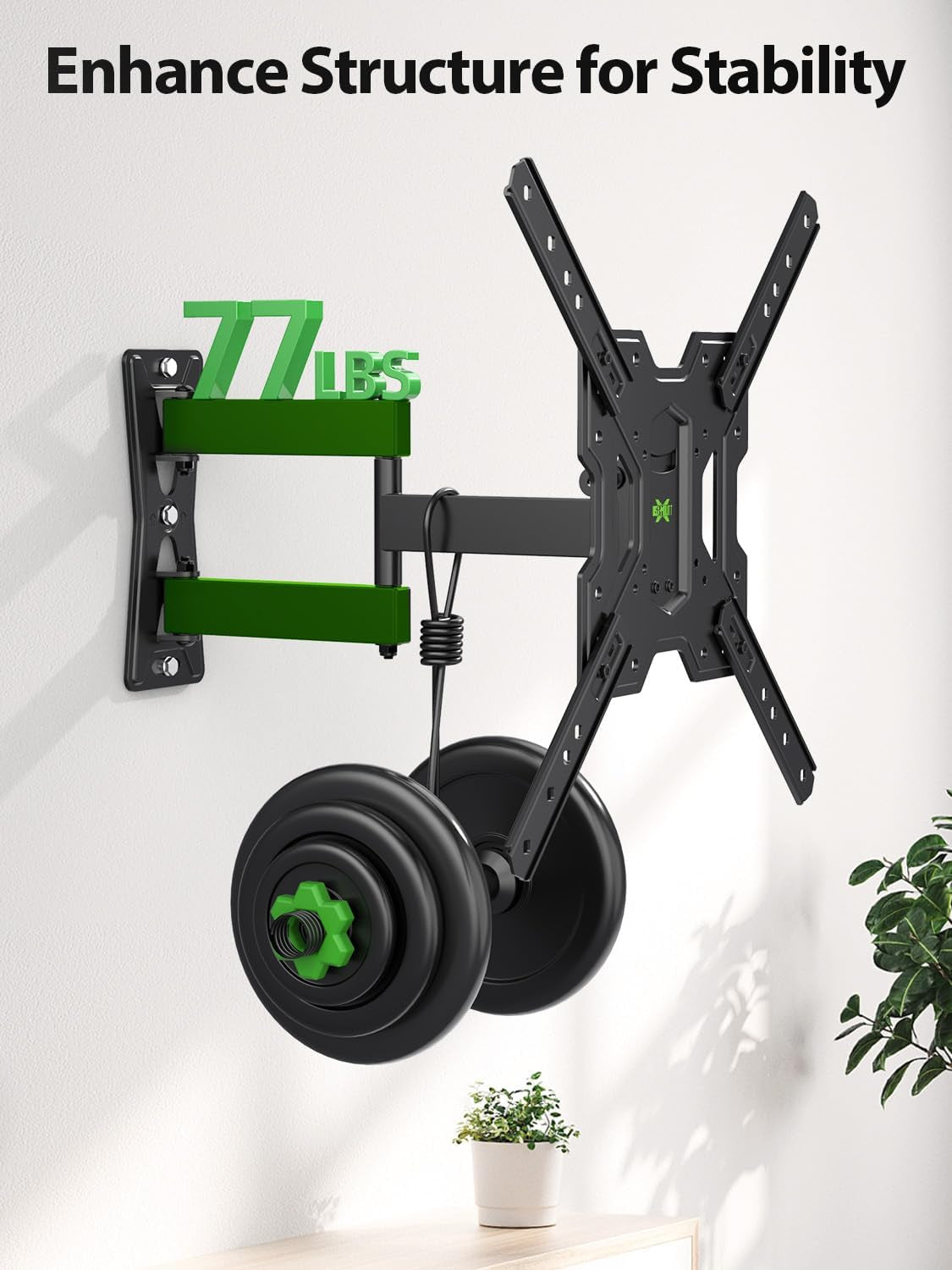UL Listed Full Motion TV Mount, Swivel Articulating Tilt TV Wall Mount for 26-65 Inch LED, 4K, Wall Mount Bracket with VESA 400X400Mm up to 77Lbs, Perfect Center Design -XMM006-1