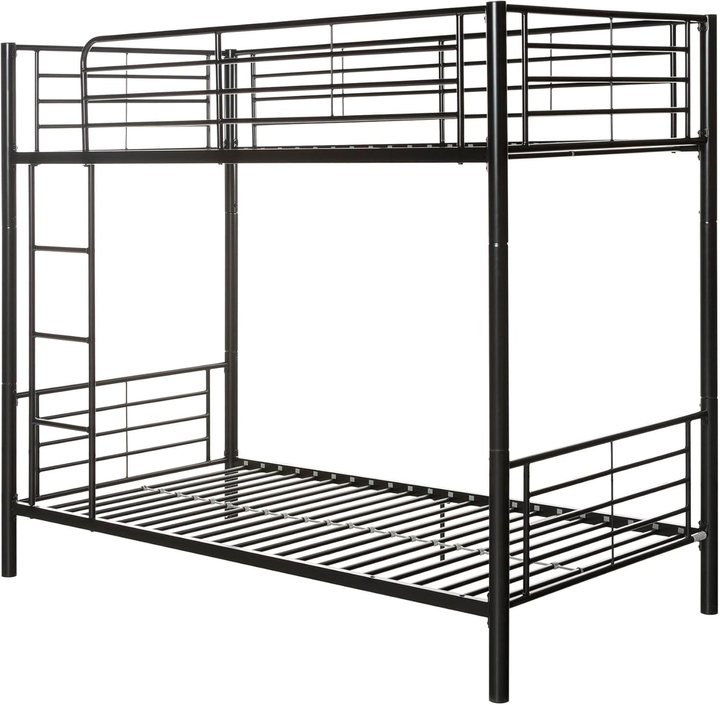 Elodie Urban Industrial Twin over Twin Metal Bunk Bed, Twin over Twin, Black