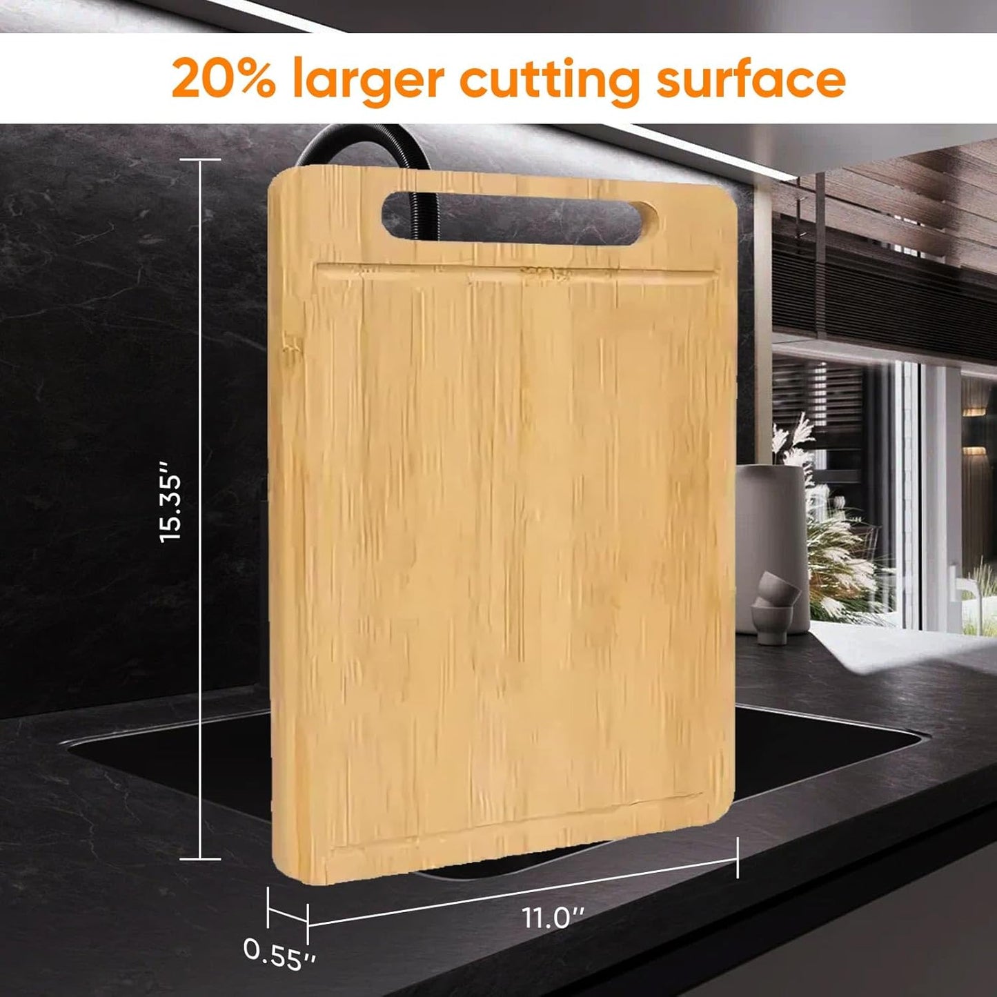 Titanium Cutting Board, Double Sided Titanium/Bamboo Wood Large Chopping Boards with Juice Groove Cutting Pads for Meat, Vegetables and Fruits