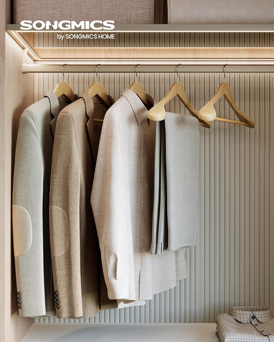 Extra Wide Wooden Suit Hangers, Set of 10 Clothes Hangers, Swivel Hooks, Non-Slip Bars, for Outfits, Suits, Coats, Shirts, Dresses, Natural Color UCRW050KZ02