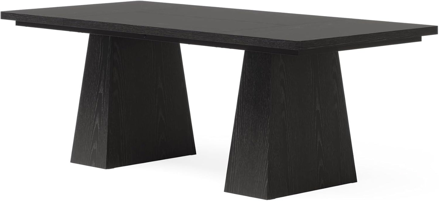63-Inch Executive Desk, Large Office Computer Desk with Double Pedestal, Modern Simple Workstations Writing Table Conference Table Business Furniture for Home Office, Black