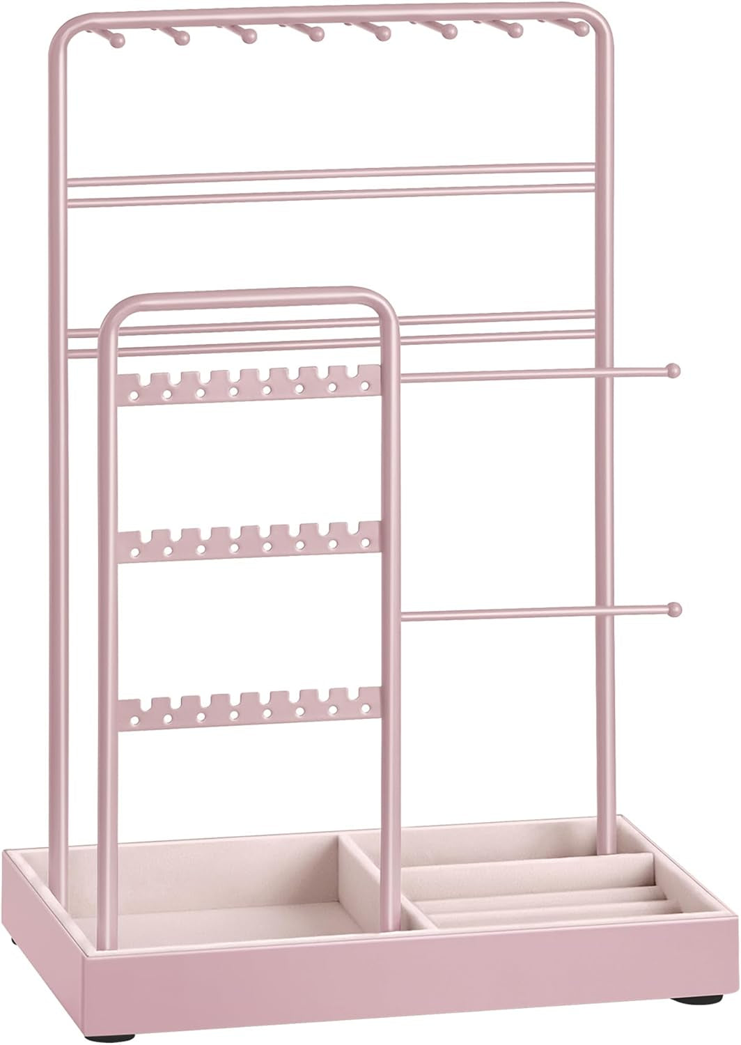 Jewelry Holder, Jewelry Organizer, Jewelry Display Stand with Metal Frame, Velvet Tray, Necklace Earring Bracelet Holder, for Studs, Rings, Gift Idea, Pale Gold UJJS021A01