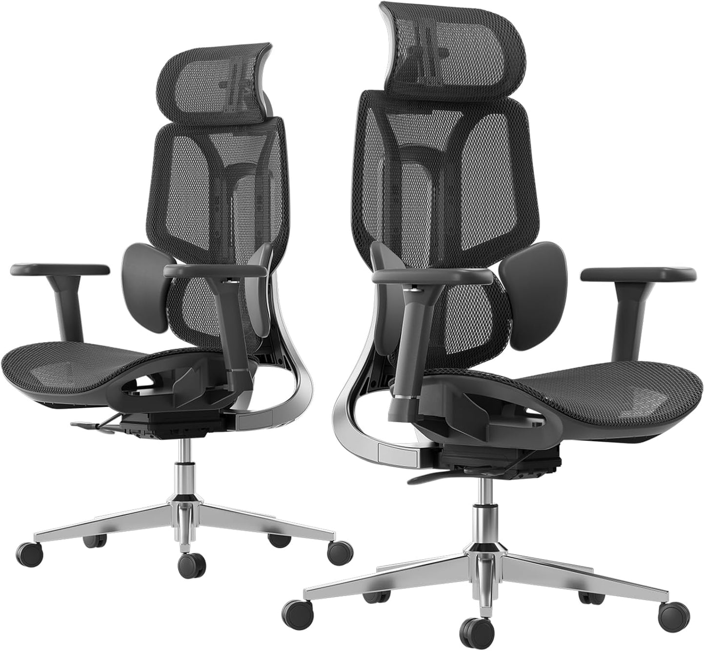 E3 Air Ergonomic Office Chair, Big and Tall Office Chair - with 3-Zone Dynamic Lumbar Support, 3D Adjustable Headrest, 3D Adjustable Armrests, Swivel, Black(No Footrest)