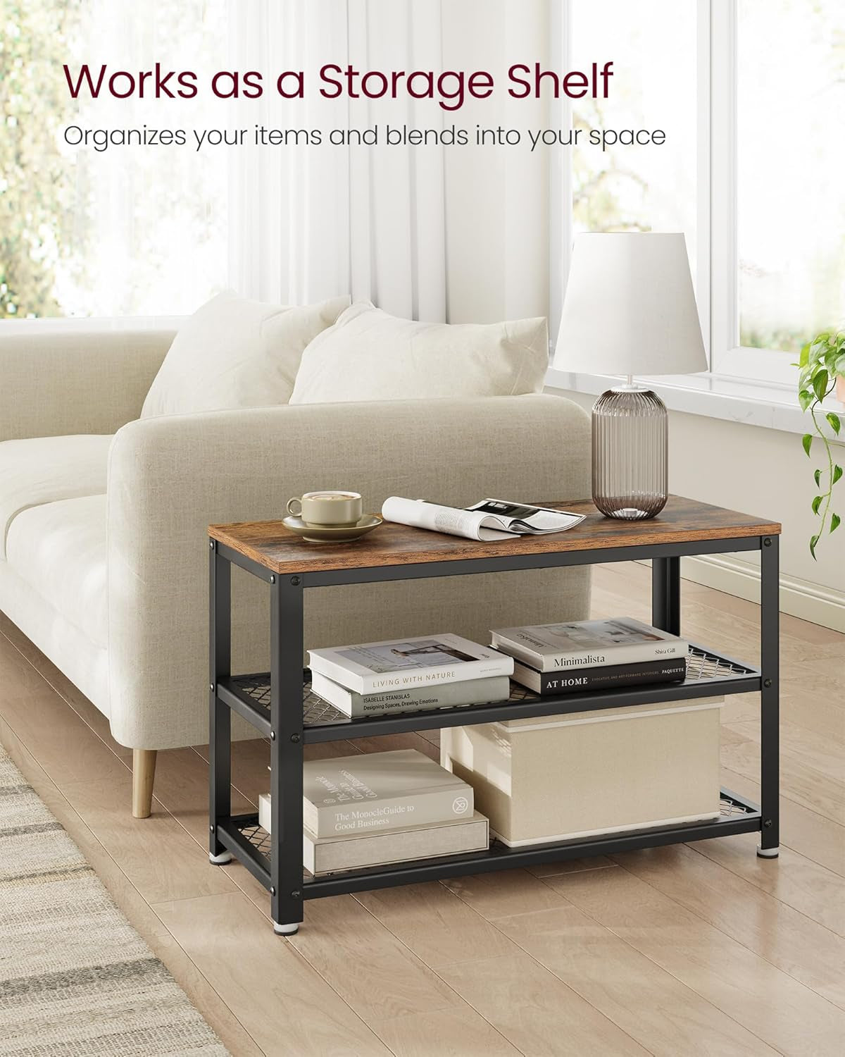 , 3-Tier Shoe Rack, Shelf Storage Bench with Metal Mesh Shelves and Seat, Free Standing Shoe Organizer for Entryway, 11.8 X 28.7 X 17.7 Inches, Ebony Black and Black ULBS073B06