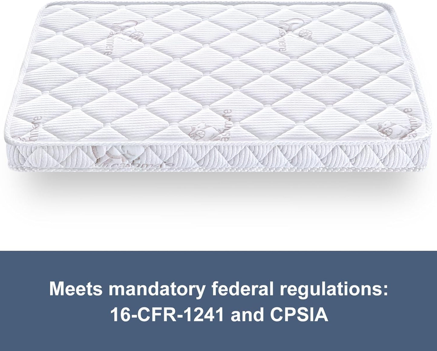 Pack and Play Mattress - 38" X 26"- Premium Knitted Fabric Safety Reinforced Play Yard Mattress - Fits for Graco & Baby Trend & Pamo Babe Playard, Firm Support and Comfort Foam,White