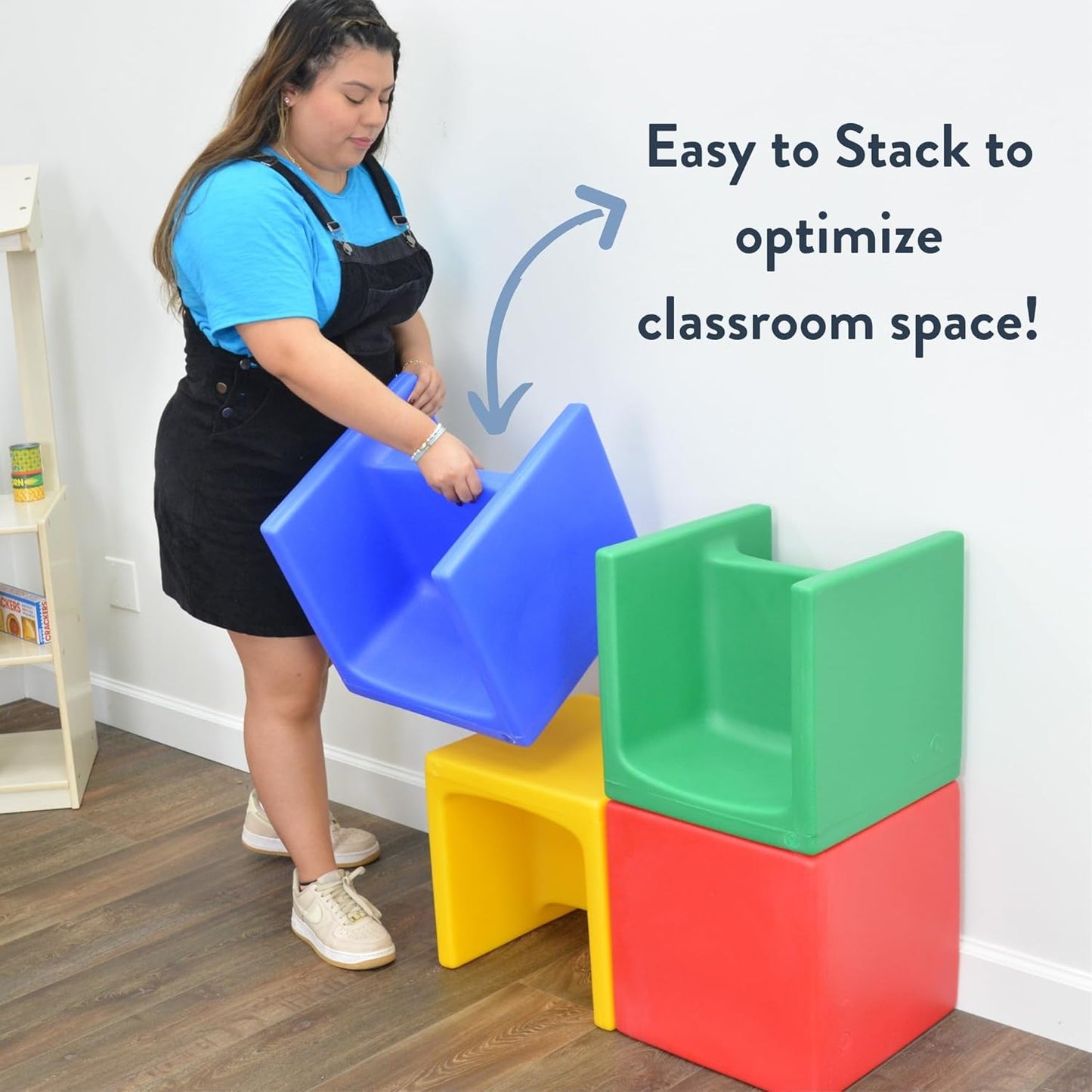 4 pack 3 in 1 cube chairs for kids flexible seating, view 8