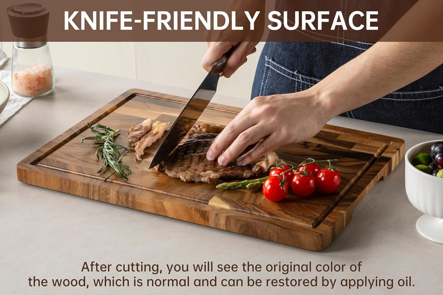 Walnut Wood Cutting Board for Kitchen, End Grain Chopping Board with Juice Groove, Heavy Duty Checkered Board for Cheese and Vegetables, Non-Slip Feet 16.5" X 11.6" X 0.8"