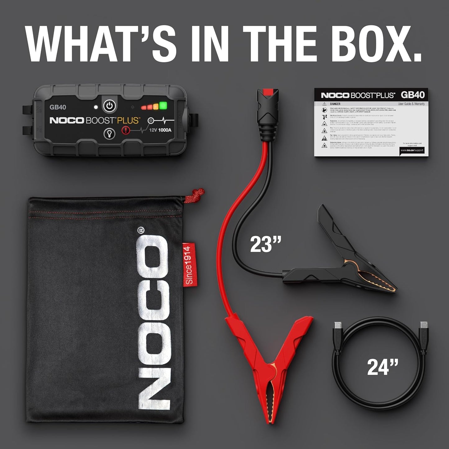 Boost GB40: 1000A Ultrasafe Jump Starter – 12V Lithium Battery Booster Pack, Portable Jump Box, Power Bank & Jumper Cables - for 6.0L Gas and 3.0L Diesel Engines