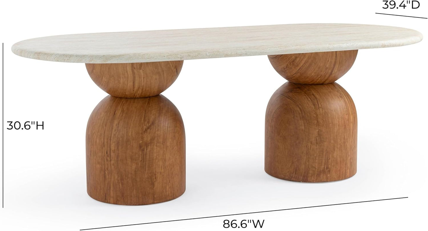 Long Dining Table in Brown,Travertine Ash Wood