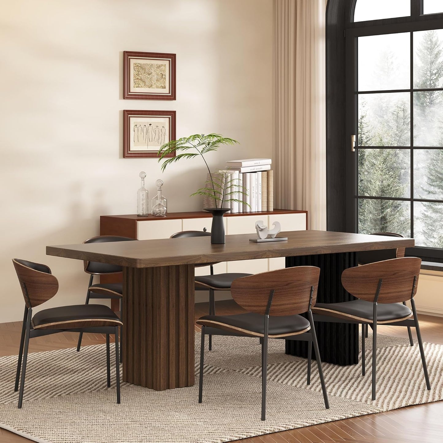 Mid-Century Modern 70.8" Dining Table, Versatile for Kitchen, Home Office, Living Room, Breakfast Nook, Outdoor Patio & Gaming, Ideal Dining Room & Work Desk, Walnut