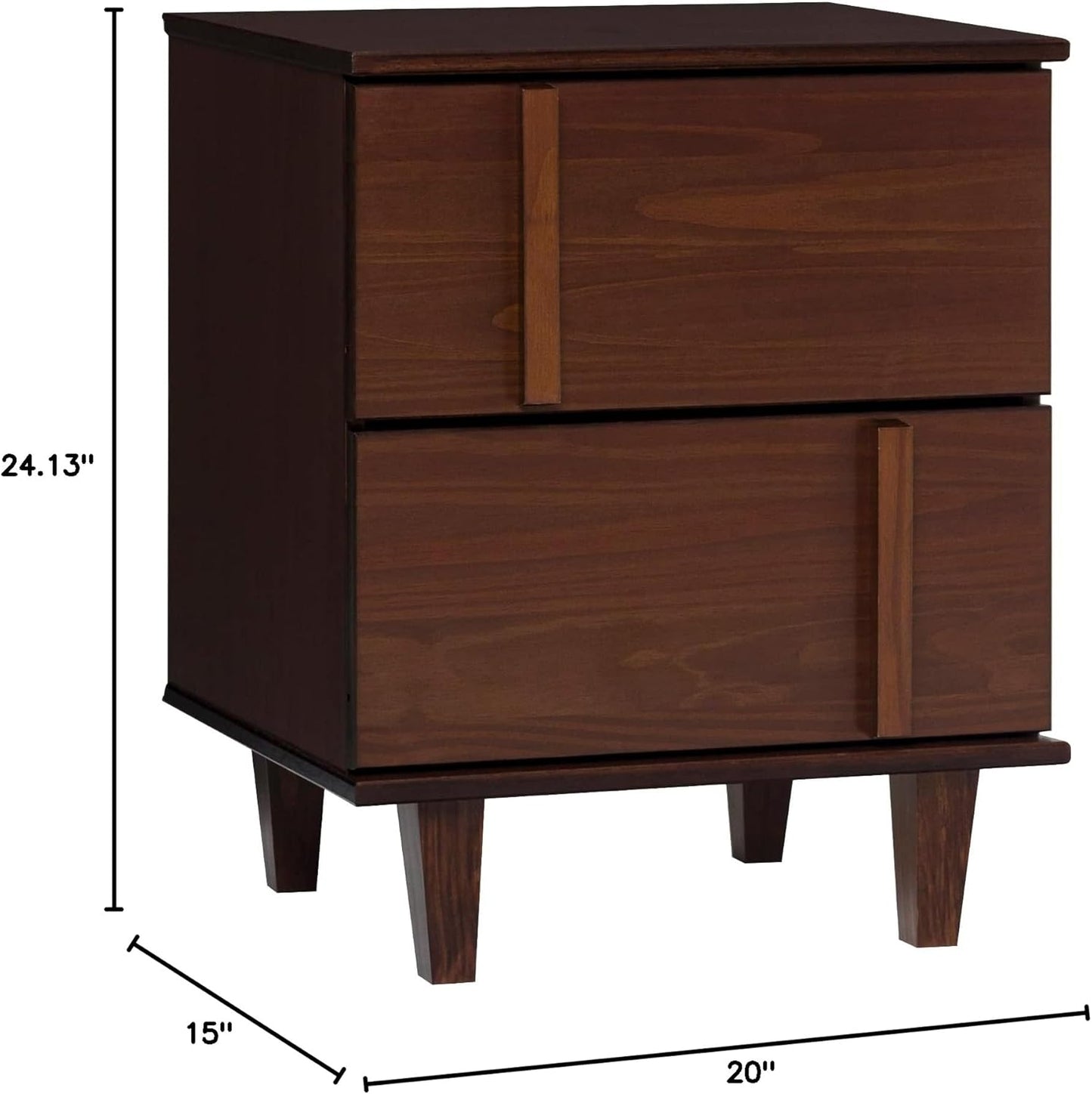 Sprague Contemporary Detailed Drawer Solid Wood Nightstand, 20 Inch, Walnut
