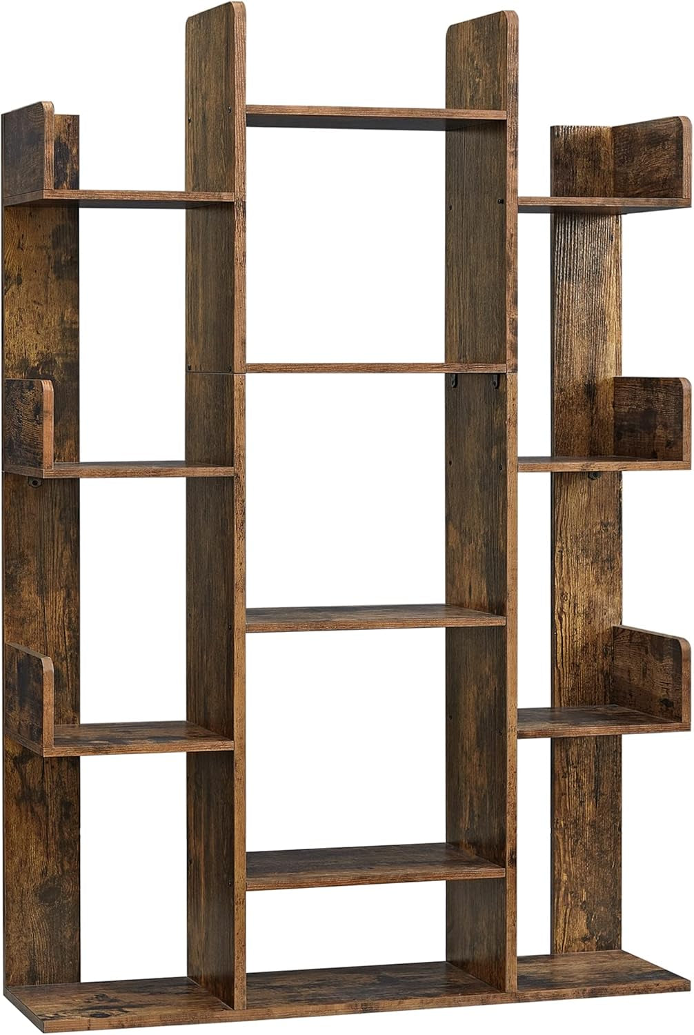 Tree-Shaped Bookcase with 13 Shelves and 5-Tier Freestanding Bookshelf, White Storage Shelving