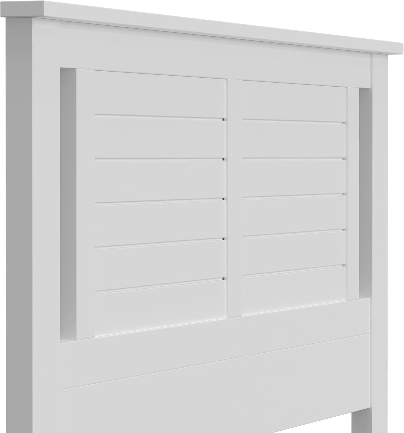 Serene Poplar Wood Full Size Headboard in White, Modern Farmhouse Panel with Horizontal Scoring, Casual Coastal Style, Easy Assembly, Quality Materials