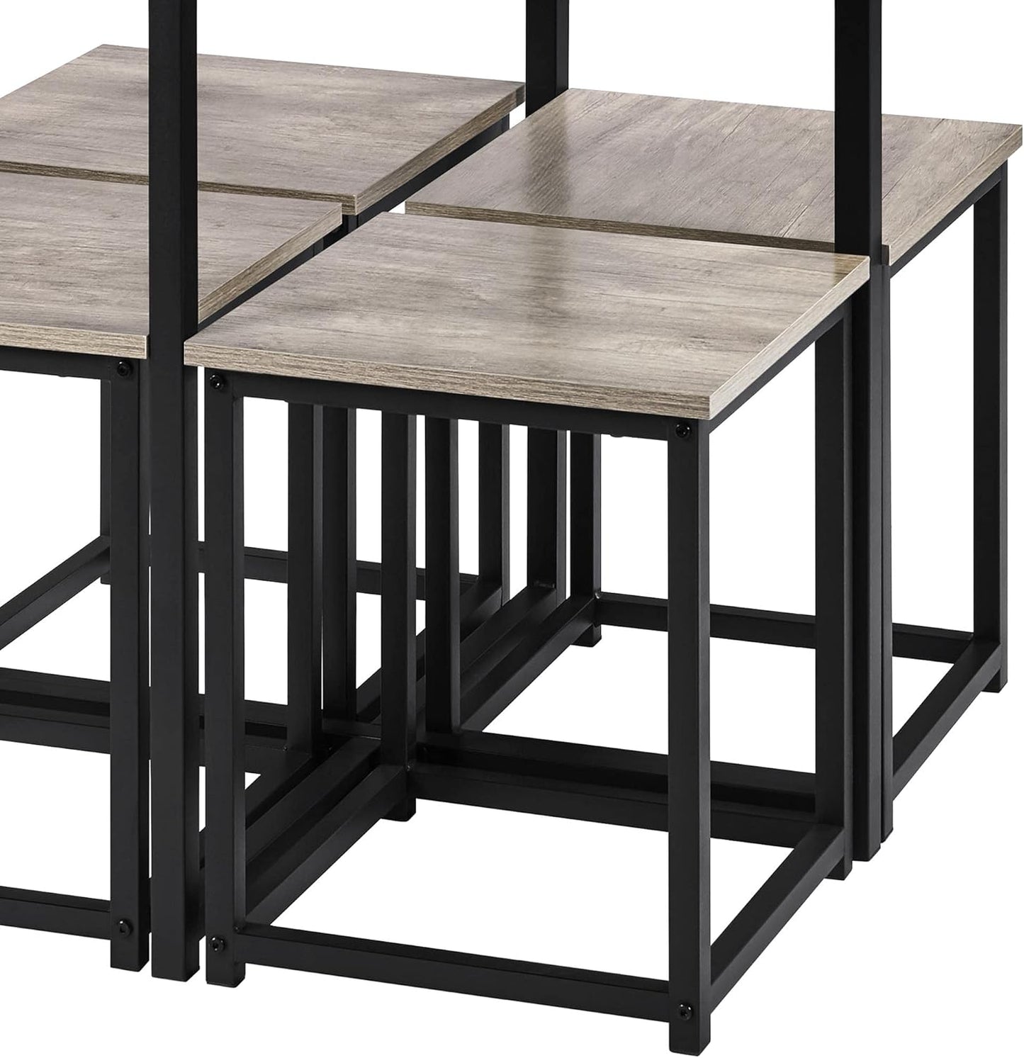 Dining Table Set for 4 Industrial Kitchen Table with 4 Chairs, Space-Saving Design for Apartment, Small Space, Breakfast Nook, Gray