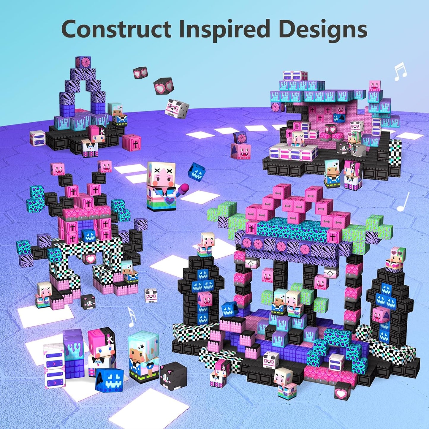 100PCS Magnetic Blocks for Girls, Build Magwonder with Magnet Building Toys Set, Princess Sensory Gift for Boys Girls Birthday (1 Inch)