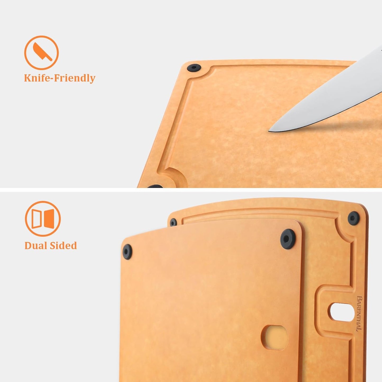 Cutting Boards for Kitchen Dishwasher - 2PC Cutting Board Set Double-Sided with Non-Slip Feet and Juice Groove Composite Chopping Board for Kitchen Knife Friendly Cut Meat, Fruit,Vegetable