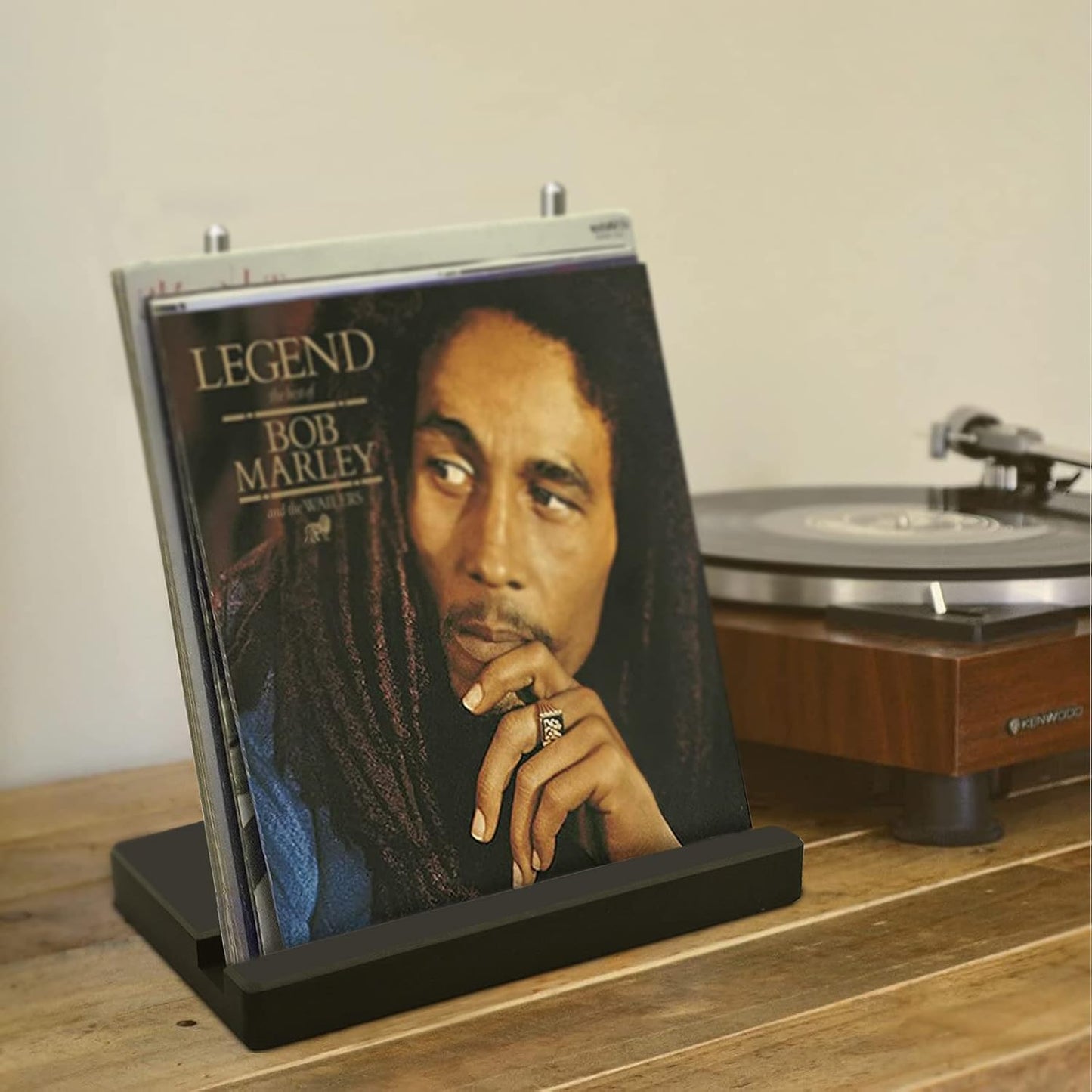 Tabletop Vinyl Record Holder - Display Now Playing, Holds Any Size Record - Doubles, Triple Gatefolds, Box-Sets (Black)